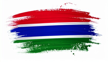 Artistic Watercolor Gambia Flag Digital Wallpaper Textured Brushstroke Design of Gambias National Symbol Red Blue Green