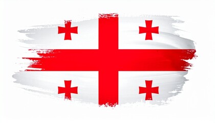 Artistic Watercolor Georgia Flag Digital Wallpaper Textured Brushstroke Design of Georgias National Symbol Five Cross Flag