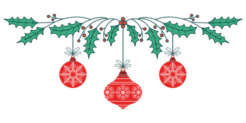 vector illustration of a christmas tree decoration, christmas ball, christmas divider