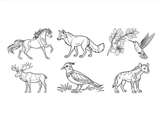 coloring page line art the animal black vector bundle