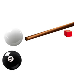 A modern icon of snooker stick and balls in trendy style
