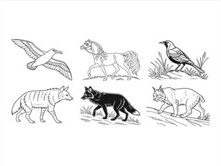 coloring page line art the animal black vector bundle