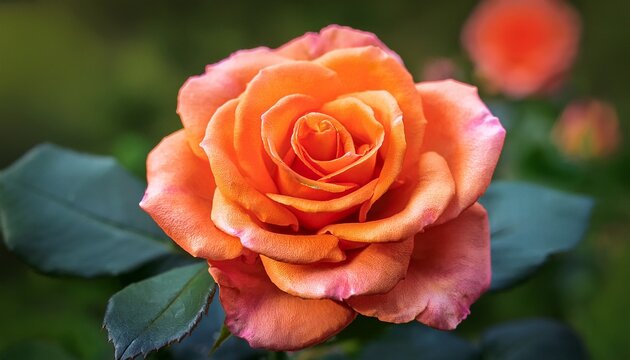 vibrant orange rose in bloom with fresh garden vibes