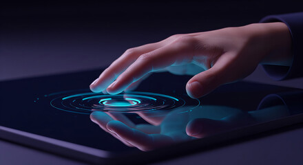 Hand Resting on Calm Digital Lake