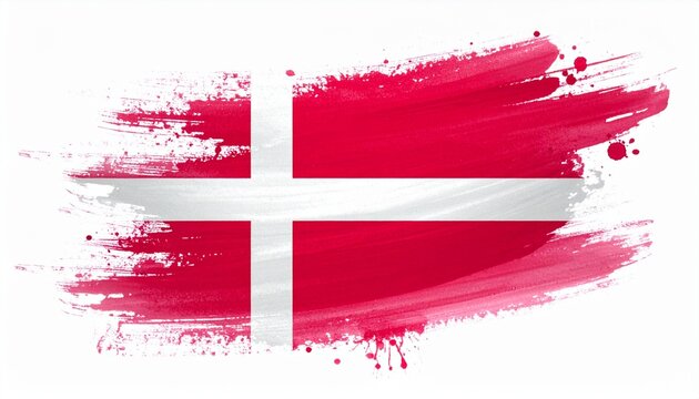 Artistic Watercolor Denmark Flag Digital Wallpaper Textured Brushstroke Design of Denmarks National Symbol Nordic Cross