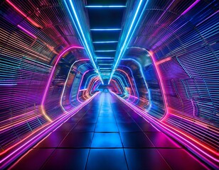 step into a futuristic neon tunnel with vibrant colors perfect for a dynamic tech background or a modern sci fi concept full of potential and energy