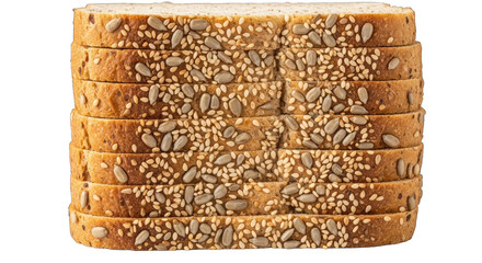 Stacked Sliced Whole Wheat Bread isolated on a transparent background