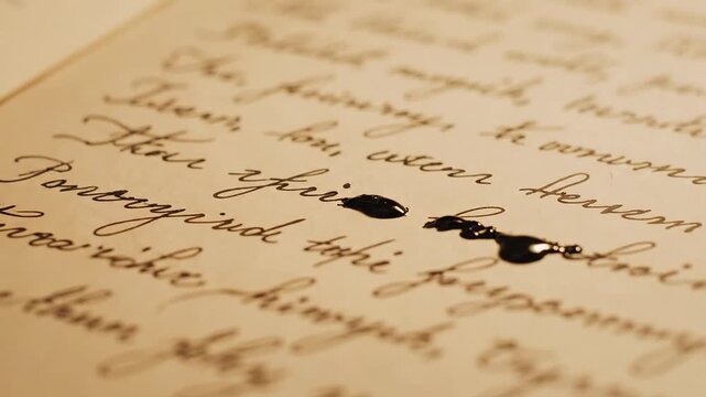 A Person Writing in a Vintage Book with a Fountain Pen, Perfect for Historical Content