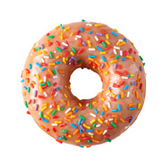 Colorful Donut With Sprinkles on a White Background Ready to Be Enjoyed During a Sweet Treat Break