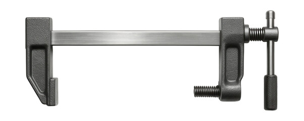 Long steel bar sash clamp for securely holding large wooden frames.