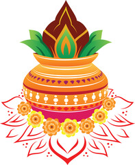 Wedding Kalash design, puja kalash design black and white drawing	