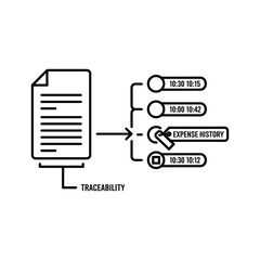 Line icon showing document traceability and expense history log
