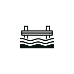 Harbor dock with rising water level environmental icon