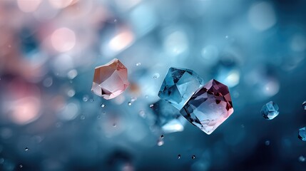 Soft-focus bokeh created with glass prisms and diffused studio light, gentle pastel scattering forming a dreamy yet clean abstract background