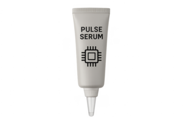 Pulse serum product packaging with computer chip icon