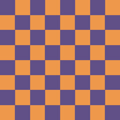 Simple Minimalist Purple Orange Seamless Checkered Pattern for Background, Chessboard, Checkered Tiles, Decoration and Wallpaper