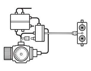 Industrial Mechanical System Schematic Diagram &mdash; Engineering Line Art Blueprint Vector, mechanical diagram, machine schematic, engineering drawing