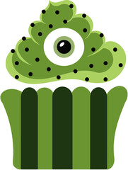Cute Monster Green Cupcake With One Eye Eyeball for Halloween