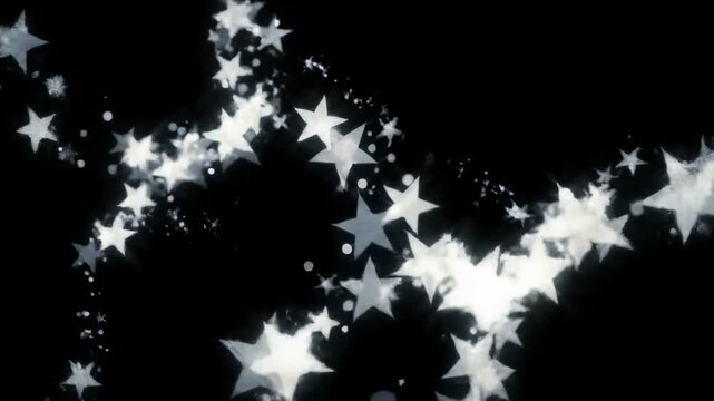 A mesmerizing abstract with glowing white stars of varying sizes, seemingly floating against a stark, black background