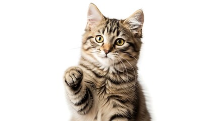 Adorable kitten reaching up playfully captures hearts with cute pose