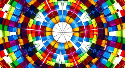 Perfect Radial Kaleidoscope Pattern with Colored Acrylic Blocks
