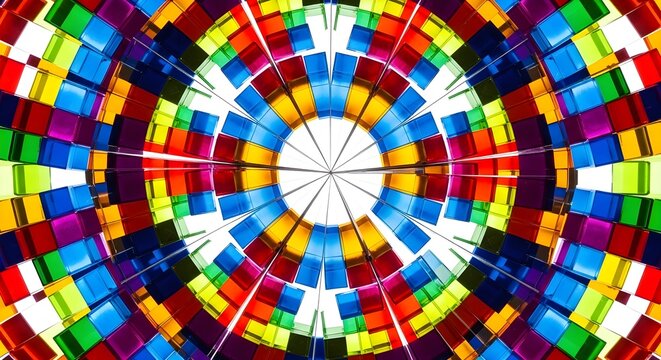 Perfect Radial Kaleidoscope Pattern with Colored Acrylic Blocks