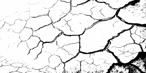 Black and white texture of cracked and abstract grunge texture effect old concrete faded wall dry surface patterns background.
