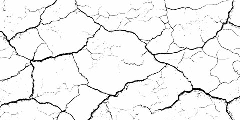 Black and white texture of cracked and abstract grunge texture effect old concrete faded wall dry surface patterns background.

