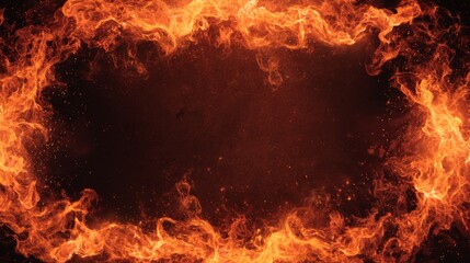 Abstract Border Design with Fiery Flames for Artistic Background and Copy Space in Hot and Spicy Theme