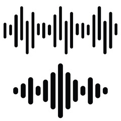 Black soundwave equalizer isolated on white background. Abstract music wave, radio signal frequency and digital voice visualisation. Audio sound symb .