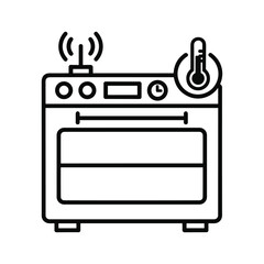 Smart oven icon with temperature sensor and wifi signal