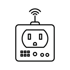 Outline icon of a smart wifi electrical power outlet isolated on