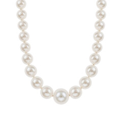 Obraz premium Elegant Pearl Necklace With Varying Sizes and Gold Accents Displayed on a Clean Background
