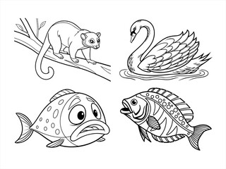 coloring page line art the bird black vector bundle