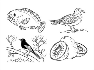 coloring page line art the bird black vector bundle