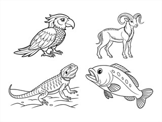 coloring page line art the bird black vector bundle