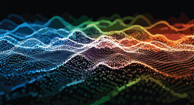 Abstract Network Waves Visualizing Data in a Digital Landscape for Modern Technology Presentations and Innovative Business Strategies, Demonstrating Connectivity in Global Communications and Science,
