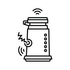 Line icon of garbage disposal unit with vibration and signal wave