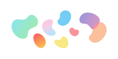 Abstract colorful organic shapes with gradients on black background