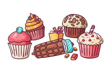 Assorted Sweet Treats Cupcakes Cookies and Candy dessert