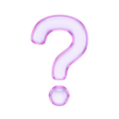 Naklejka premium Illuminated iridescent question mark symbol floating in a void on a transparent design
