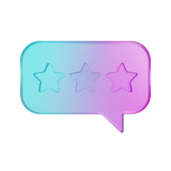 Obraz premium Iridescent Feedback Box with Three Stars Glowing on Transparent, Customer Review Concept