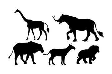 Black silhouette of a running wolf on white background 2