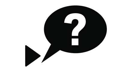 Black speech bubble with a white question mark a striking silhouette