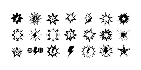 Collection of Starburst and Lightning Bolt Graphics