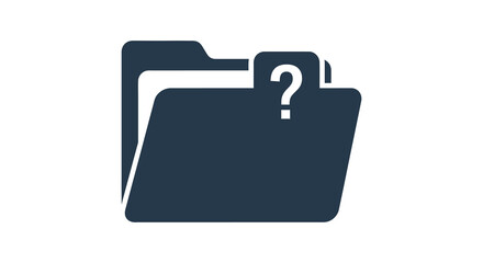 A dark blue folder icon with a question mark overlay a simple silhouette