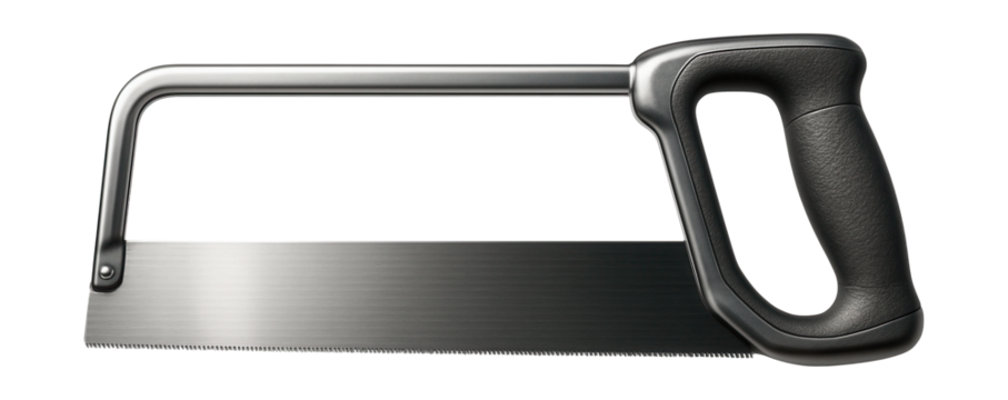 Adjustable 18-inch saw with cushioned handle for precise metalworking cuts.