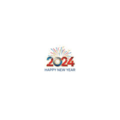 Obraz premium 2024 happy new year celebration with colorful fireworks