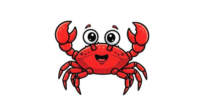 Cute red crab cartoon isolated on a transparent background