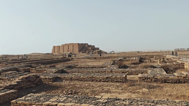 Nasiriyah, Iraq - November 20, 2025: Archaeological Pavement and Modern Protection Walkway at the City of Ur